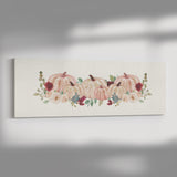 Burgundy Ivory Floral Pumpkin Fall Wall Art Canvas