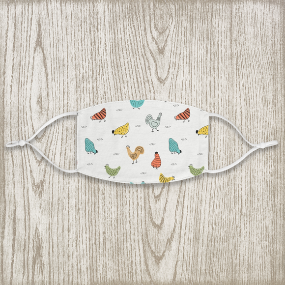 Colorful Chicken All Over Print Fabric Face Mask
