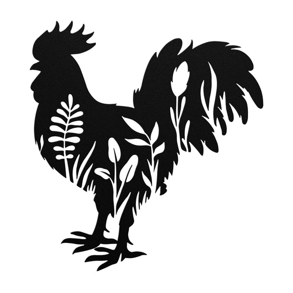 Floral Chicken Die-Cut Metal Wall Art Sign, Home Decor, Farmhouse