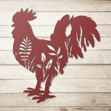 Floral Chicken Die-Cut Metal Wall Art Sign, Home Decor, Farmhouse