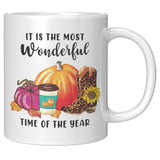 It's the Most Wonderful Time of the Year Fall Autumn Leopard Print Pumpkin Boots 11 oz Mug