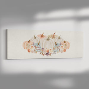 Rustic Mint, Ivory, and Orange Pumpkin Wall Art Canvas