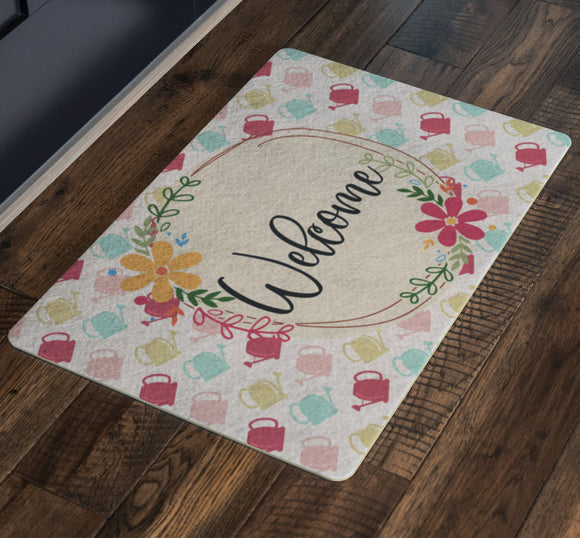 Watering Can Welcome Indoor Door Mat