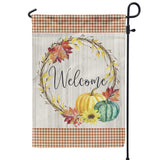 Welcome Fall Garden Flag with Fall Buffalo Plaid