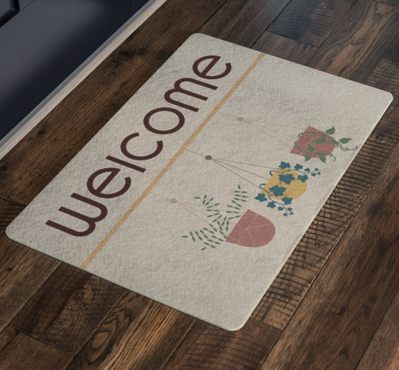 Welcome Hanging Plant Indoor Door Mat