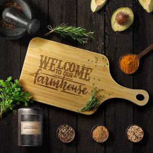 Welcome to Our Farmhouse Wood Cutting Board with Handle