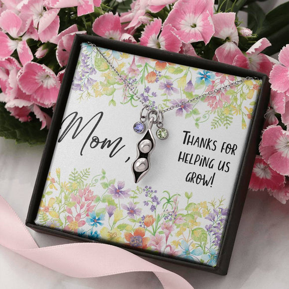 Mom, Thanks for Helping Us Grow! Pea Pod Necklace