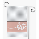 Hello Black and White Polka Dot Garden Flag