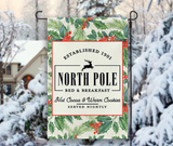 North Pole Bed and Breakfast Christmas Holiday Garden Flag